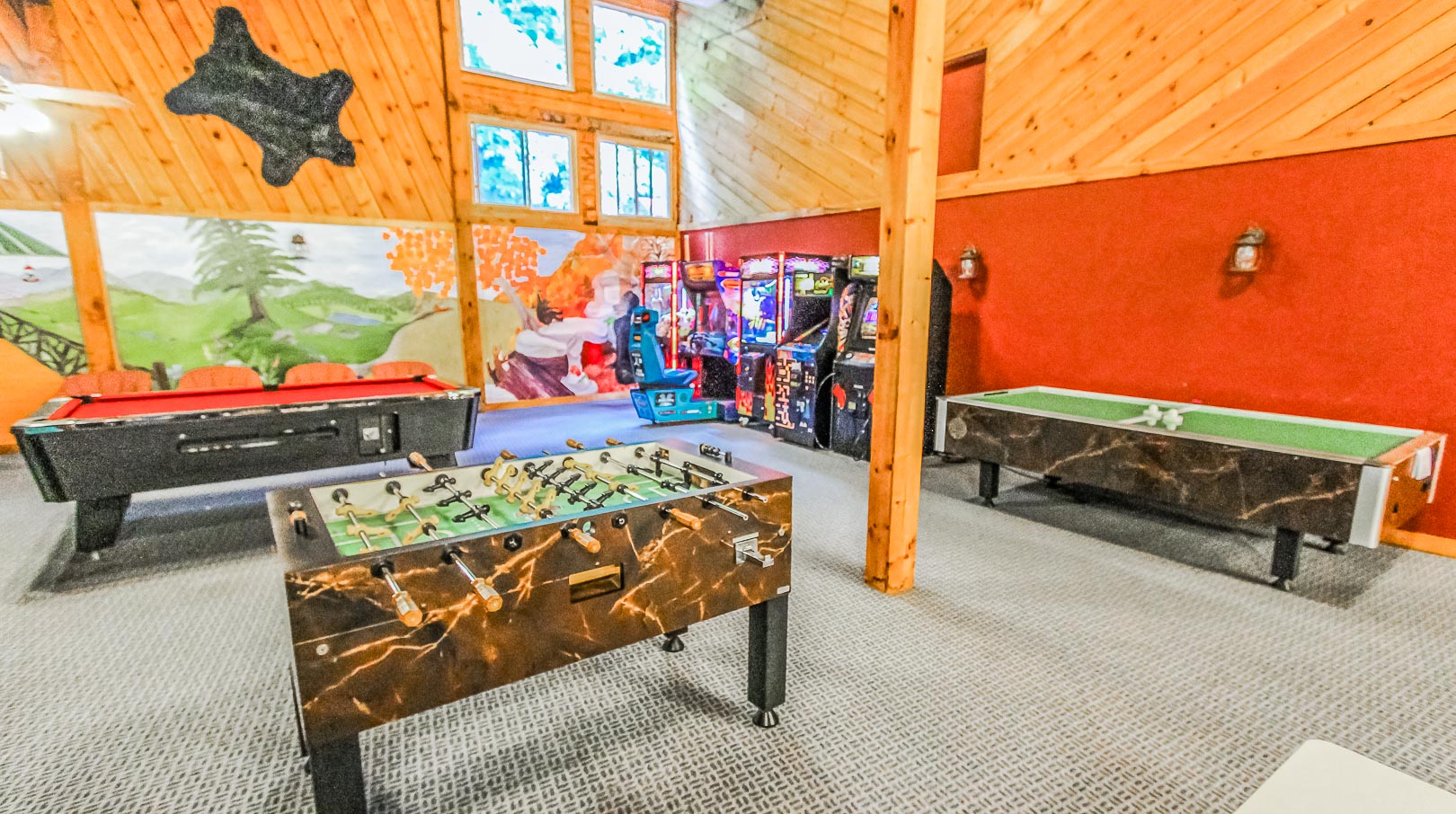 An enjoyable game room at VRI's Smoketree lodge in North Carolina.